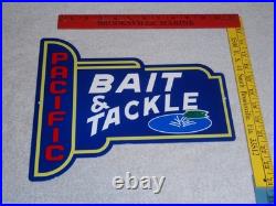 VINTAGE PACIFIC BAIT & TACKLE SHOP With FISH 12 METAL FISHING GASOLINE & OIL SIGN