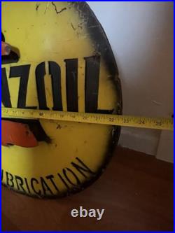VINTAGE PENNZOIL 24 STORE GAS STATION AUTO SHOP METAL SIGN With CHAIN 1950s RARE