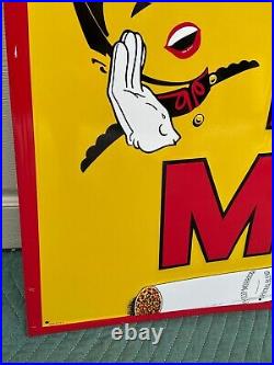 VINTAGE PHILIP MORRIS CIGARETTES EMBOSSED METAL SIGN 1960's NEW OLD STOCK