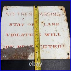 VINTAGE Porcelain NO TRESPASSING Sign STAY OFF LAND Misspell Typo ERROR 12X10 VINTAGE Porcelain NO TRESPASSING Sign STAY OFF LAND Misspell Typo ERROR 12X10