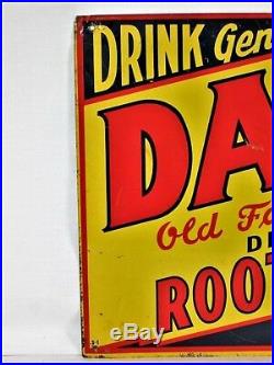 VINTAGE RARE 1940s DADS ROOT BEER SODA POP BOTTLE GAS STATION 14 METAL SIGN