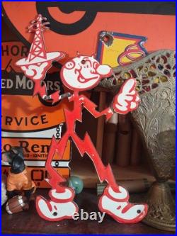 VINTAGE RARE REDDY KILOWATT PORCELAIN ENAMEL METAL SIGN SIZE 10 x 6 DIE CUT