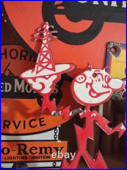 VINTAGE RARE REDDY KILOWATT PORCELAIN ENAMEL METAL SIGN SIZE 10 x 6 DIE CUT