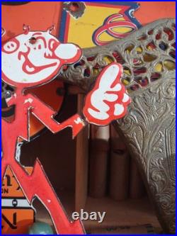 VINTAGE RARE REDDY KILOWATT PORCELAIN ENAMEL METAL SIGN SIZE 10 x 6 DIE CUT