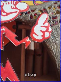 VINTAGE RARE REDDY KILOWATT PORCELAIN ENAMEL METAL SIGN SIZE 10 x 6 DIE CUT