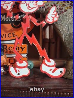 VINTAGE RARE REDDY KILOWATT PORCELAIN ENAMEL METAL SIGN SIZE 10 x 6 DIE CUT