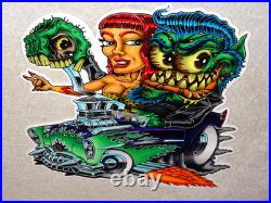 VINTAGE RATFINK DRIVES CAR With WOMAN MONSTER 12 METAL GASOLINE OIL RAT FINK SIGN VINTAGE RATFINK DRIVES CAR With WOMAN MONSTER 12 METAL GASOLINE OIL RAT FINK SIGN