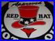 VINTAGE_RED_HAT_GASOLINE_With_EAGLE_11_3_4_PORCELAIN_METAL_INDEPENDENT_OIL_SIGN_01_ea