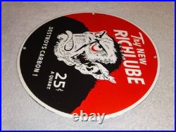 VINTAGE RICHLUBE MONKEY 25 c QUART APE 11 3/4 PORCELAIN METAL GASOLINE OIL SIGN