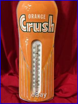 VINTAGE Rare 1950s Orange Crush Soda 29 Metal Thermometer Sign