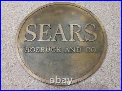 VINTAGE SEARS ROEBUCK bronze metal dealer store sign button RARE