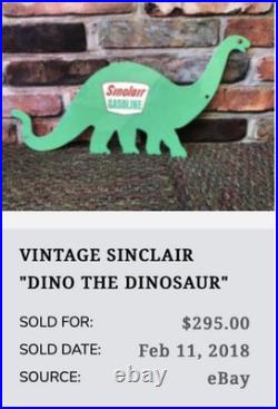 VINTAGE SINCLAIR GASOLINE With DIE-CUT DINO THE DINOSAUR 15 METAL GAS & OIL SIGN