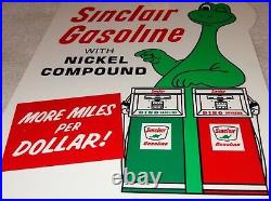 VINTAGE SINCLAIR GASOLINE With DINO DINOSAUR +GAS PUMP 12 METAL GASOLINE OIL SIGN