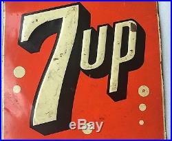 VINTAGE SODA 1951 7up METAL ADVERTISING SIGN RARE USA STOUT SIGN CO ST LOUIS MO