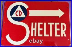 VINTAGE Shelter Sign 1950 CD Cold War Era Civil Defense Man Cave or Garage