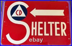 VINTAGE Shelter Sign 1950 CD Cold War Era Civil Defense Man Cave or Garage
