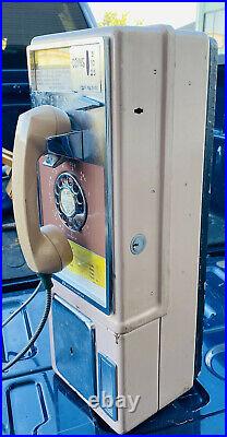 VINTAGE Tan GTE Metal Rotary Dial Coin-Op Pay Phone Payphone Telephone Sign