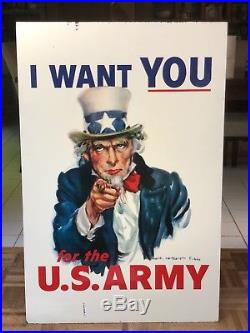 VINTAGE Uncle Sam I Want YOU US ARMY Sign 37 X 25 Porcelain Metal Gas Oil