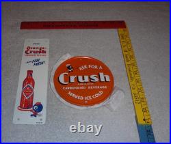 VINTAGE WARD'S ORANGE CRUSH With CRUSHY & SODA BOTTLE 2 METAL ADVERTISING SIGN LOT