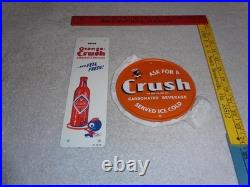VINTAGE WARD'S ORANGE CRUSH With CRUSHY & SODA BOTTLE 2 METAL ADVERTISING SIGN LOT