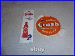 VINTAGE WARD'S ORANGE CRUSH With CRUSHY & SODA BOTTLE 2 METAL ADVERTISING SIGN LOT