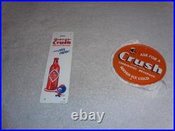 VINTAGE WARD'S ORANGE CRUSH With CRUSHY & SODA BOTTLE 2 METAL ADVERTISING SIGN LOT