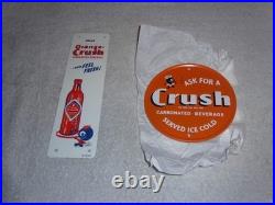 VINTAGE WARD'S ORANGE CRUSH With CRUSHY & SODA BOTTLE 2 METAL ADVERTISING SIGN LOT