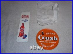 VINTAGE WARD'S ORANGE CRUSH With CRUSHY & SODA BOTTLE 2 METAL ADVERTISING SIGN LOT