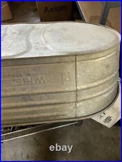 VINTAGE Wheeling Galvanized Metal Wash Tub Basin 42x23x11 Tall