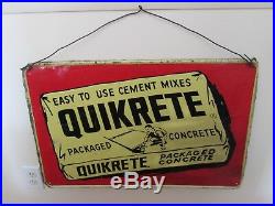 VINTAGE metal sign Quikrete yellow red black packaged cement man cave ORIGINAL