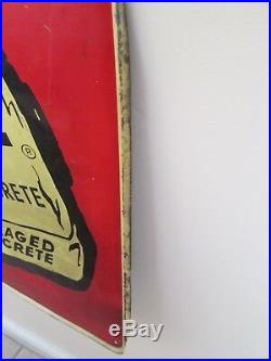 VINTAGE metal sign Quikrete yellow red black packaged cement man cave ORIGINAL