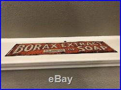 VTG 1940s Borax Extract of Soap 24 Embossed Metal Gas Station Sign Tobacco Soda