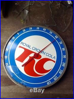 VTG 1960's R C Royal Crown Cola Soda 12 Thermometer Metal Works NO GLASS
