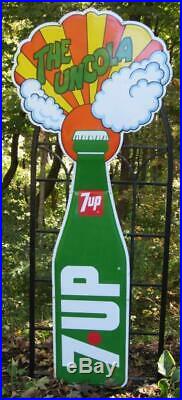 VTG 1969 Pete Max Style 7up Soda Metal 7 Up Bottle Advertising Sign 71 x 29