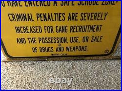 VTG 1980's Chicago PROJECT CLEAN Warning Drug Free School Sign 18x24 Aluminum