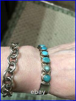 VTG J. BEGAY Signed Sterling Silver Native American Turquoise Cuff Bracelet