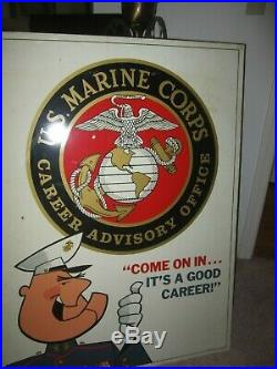 VTG Original 1968 US MARINE CORPS Recruiting Poster Sign Vietnam War USMC Metal