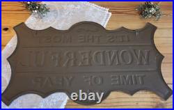 VTG Reproduction IT'S THE MOST WONDERFUL TIME OF THE YEAR XLg Hanging Metal Sign