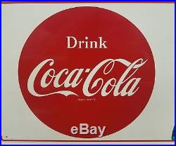 VTG Things Go Better With Coke Coca-Cola Soda Pop Button Bottle 32 Metal Sign