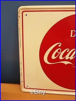 VTG Things Go Better With Coke Coca-Cola Soda Pop Button Bottle 32 Metal Sign