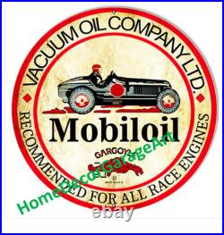 Vacuum Oil Company Mobil oil Round Metal Sign, 4 Sizes, Vintage Style Garage Art