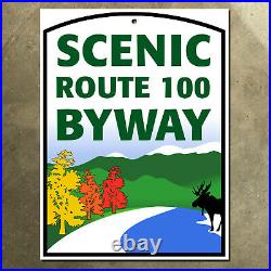 Vermont Scenic Route 100 Byway marker highway road sign 1990s moose 15x20
