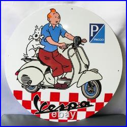 Vespa Tintin Scooter Edition Vintage Piaggio Metal Sign 50 cm (19.7)
