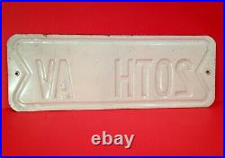 Vintage1930's 40's Embossed Thick Metal 20th Ave Street Advertising Sign NICE