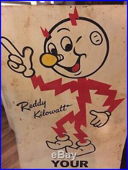 Vintage1950's Reddy Kilowatt Large Metal Sign