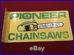 VintagePioneer Chainsaws Flange Advertising Sign Metal Original