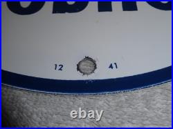 Vintage 12 41 Mobil Mobiloil Gasoline Motor Oil 9 Porcelain Metal Pegasus Sign