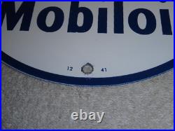 Vintage 12 41 Mobil Mobiloil Gasoline Motor Oil 9 Porcelain Metal Pegasus Sign