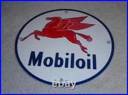 Vintage 12 41 Mobil Mobiloil Gasoline Motor Oil 9 Porcelain Metal Pegasus Sign