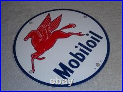 Vintage 12 41 Mobil Mobiloil Gasoline Motor Oil 9 Porcelain Metal Pegasus Sign